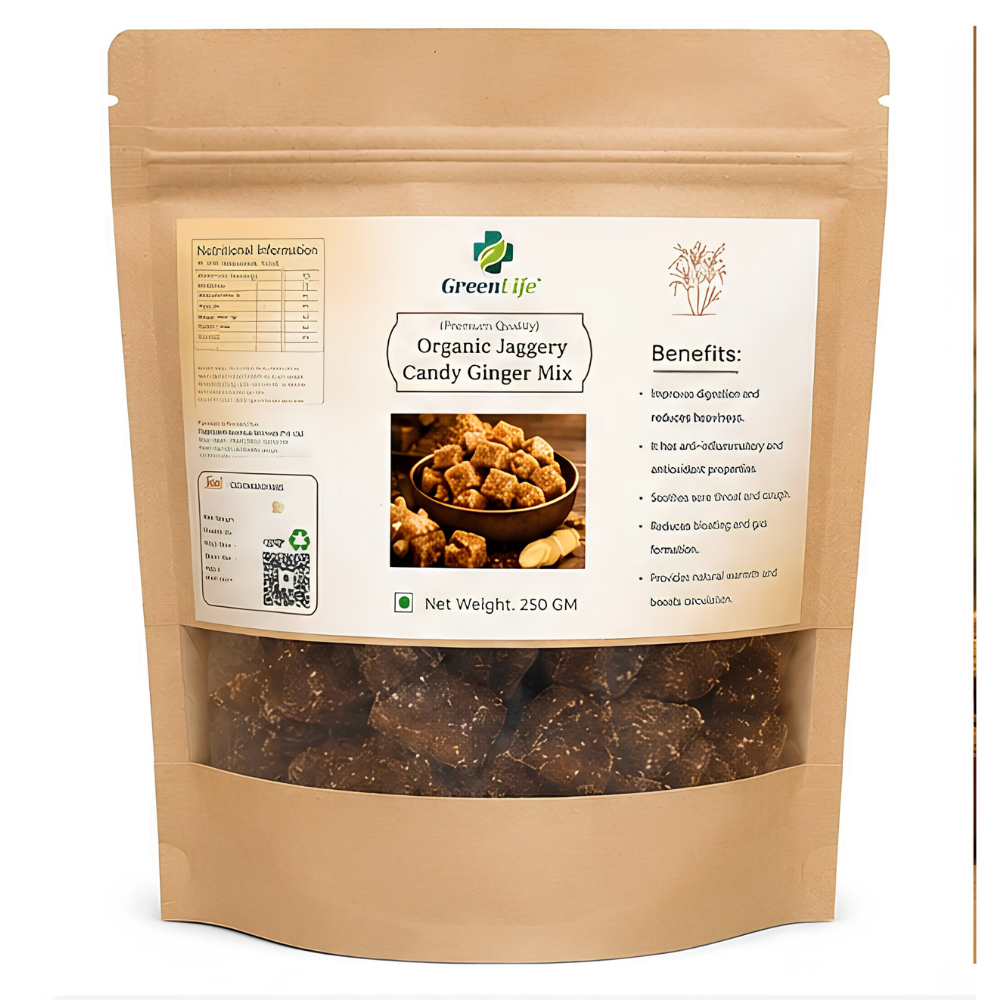 Organic Jaggery Candy Ginger Mix 250g | Natural Desi Gur Ginger Candy | Traditional Sweet & Spicy Snack - Image 2