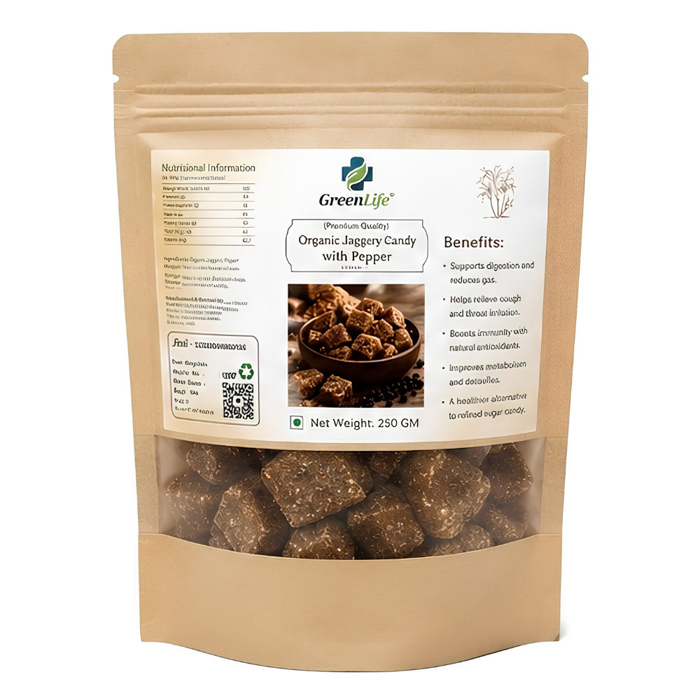 Organic Jaggery Candy with Pepper 250g | Natural Desi Gur Pepper Candy | Traditional Sweet & Spicy Snack - Image 2