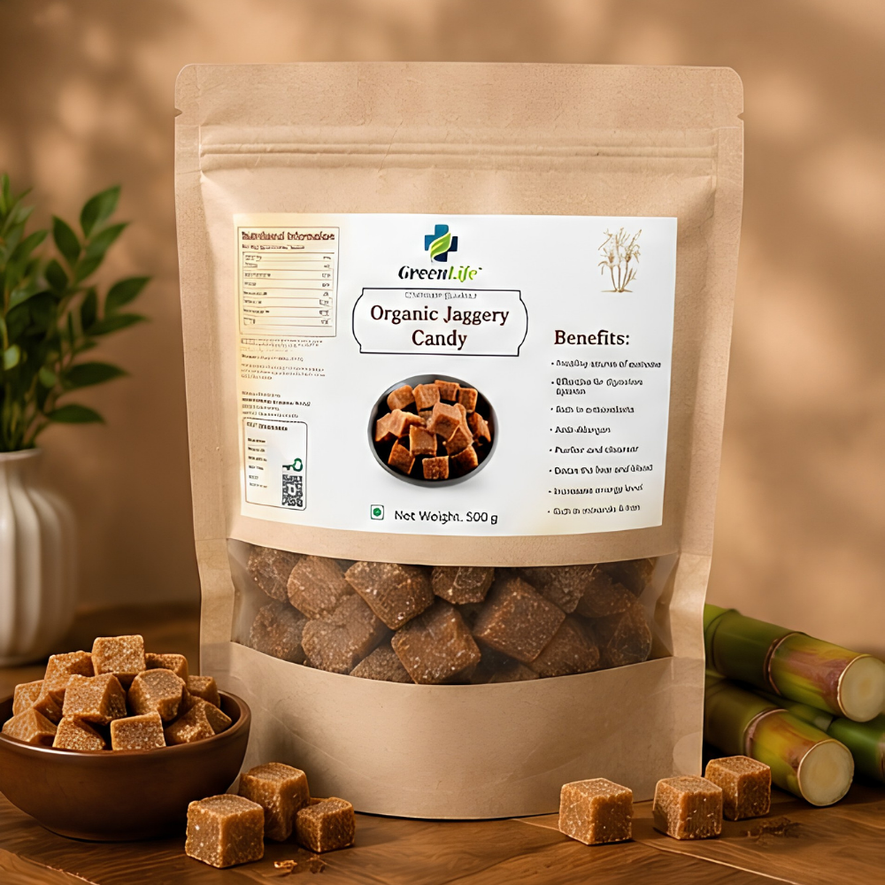 Organic Plain Jaggery Candy 500g | Natural Desi Gur Candy | Chemical Free Traditional Sweet Treat